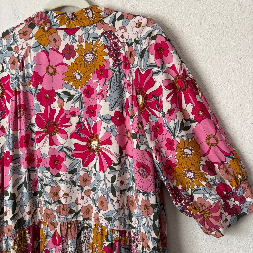 Natural Life XL Rebecca Boho Vintage Floral Tiered Midi Dress NEW - Picture 10 of 14